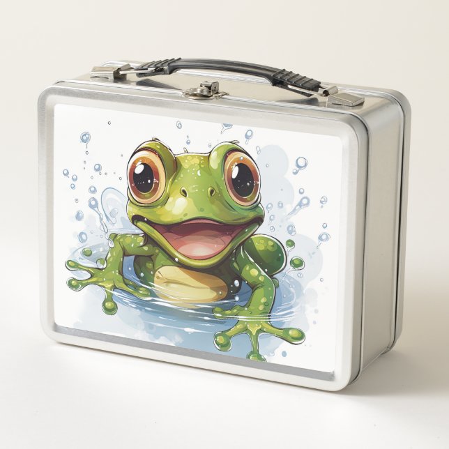 Funny frog metal lunch box (Front)