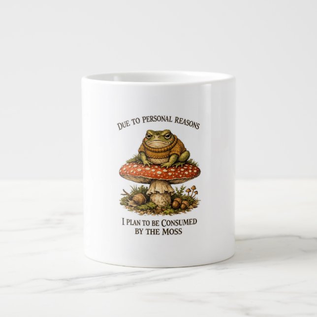 Funny Frog Mushroom  Large Coffee Mug (Front)