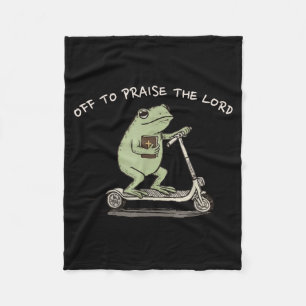 Funny Frog Off To Praise The Lord Christian Scoote Fleece Blanket