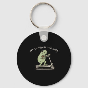 Funny Frog Off To Praise The Lord Christian Scoote Key Ring