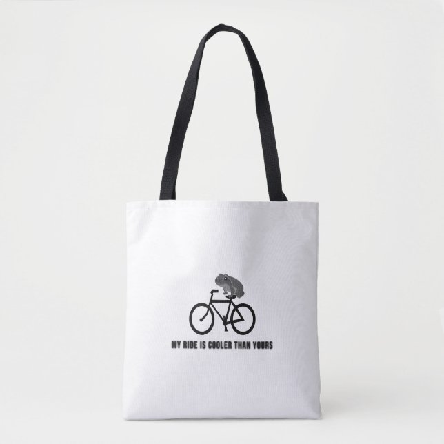 Funny Frog on Bike T-Shirt | Cool Cycling Animal  Tote Bag (Front)