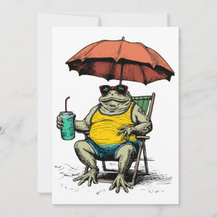 Funny Frog on the Beach Invitation
