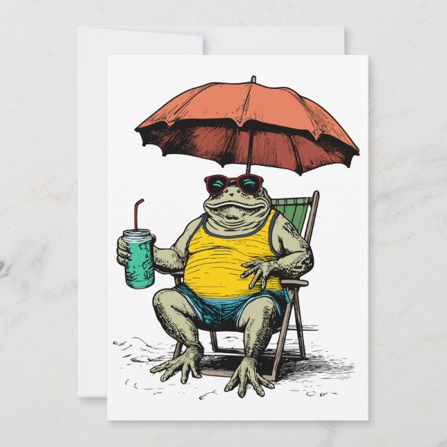 Funny Frog on the Beach Invitation (Front)