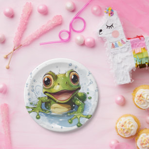 Funny frog paper plate