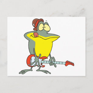 funny frog playing electric guitar postcard