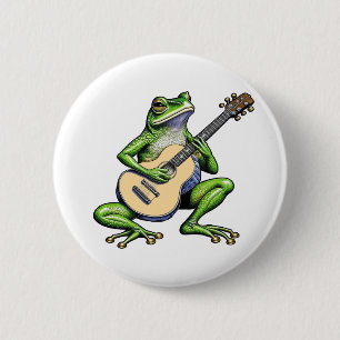 Funny Frog Playing Guitar 6 Cm Round Badge