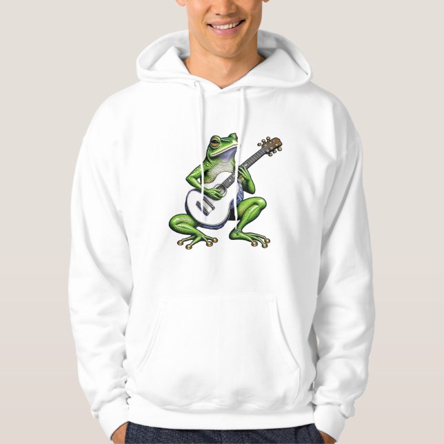 Funny Frog Playing Guitar Hoodie (Front)