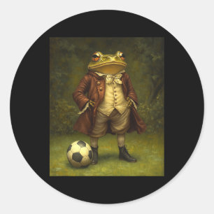 Funny Frog Playing Soccer Graphic Weird Frog Classic Round Sticker
