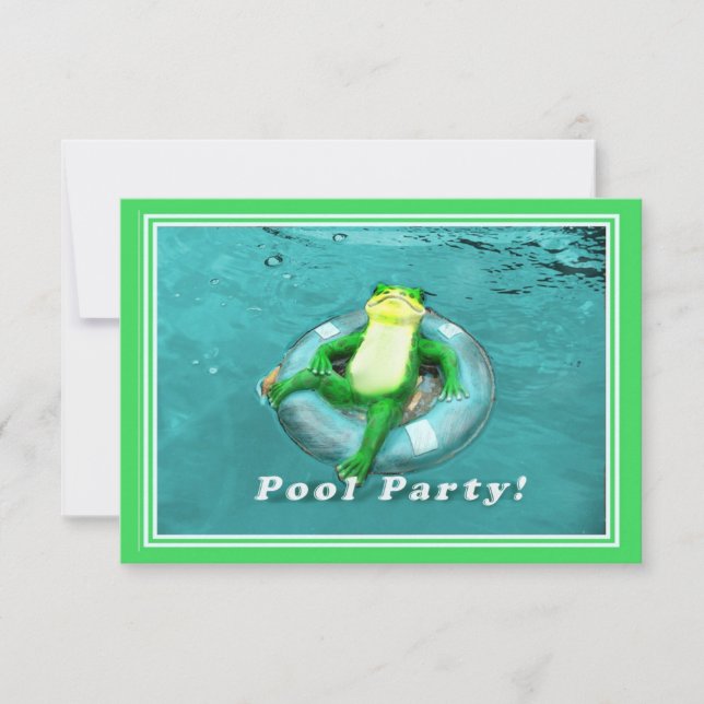Funny Frog Pool Party Invitation (Front)