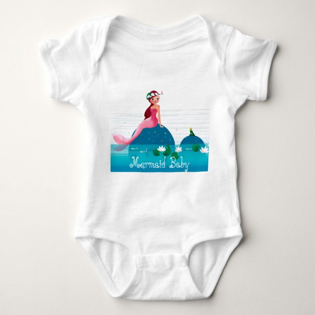 Funny Frog Prince and the Sweet Little Mermaid Baby Bodysuit (Front)