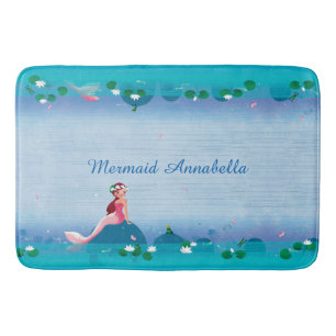 Funny Frog Prince and the Sweet Little Mermaid Bath Mat