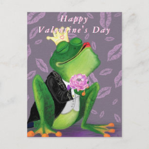 Funny Frog Prince Valentine's Day Card - Kiss