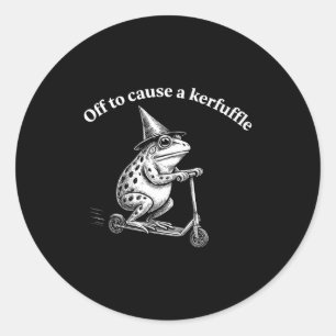 Funny frog quote mischief humor whimsical scooter classic round sticker
