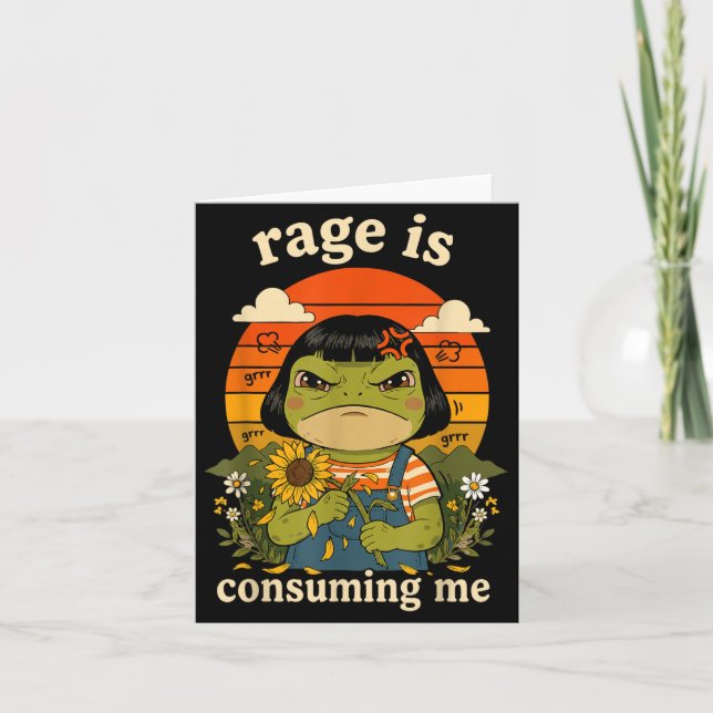Funny Frog Rage Is Consuming Sarcastic Meme Card (Front)