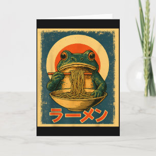 Funny Frog Ramen Kawaii Retro Japanese Rising Sun  Card