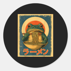 Funny Frog Ramen Kawaii Retro Japanese Rising Sun  Classic Round Sticker