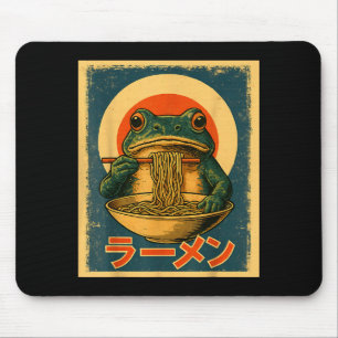 Funny Frog Ramen Kawaii Retro Japanese Rising Sun Mouse Pad