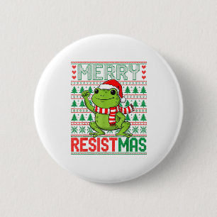 Funny Frog Retro Merry Resistmas Political Ugly Ch 6 Cm Round Badge