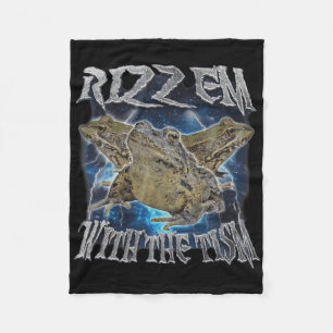 Funny Frog Rizz Em With The Tism Frog Meme Autism Fleece Blanket