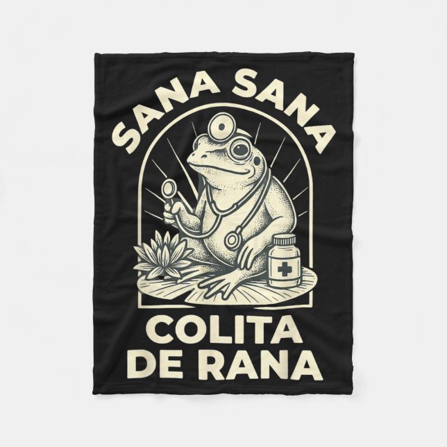 Funny Frog Sana Sana Colita De Rana Cute Mexican N Fleece Blanket (Front)