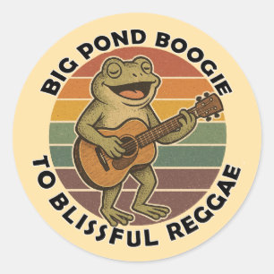 funny frog singing classic round sticker