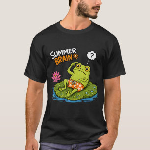 Funny Frog Summer Brain Silly Frog Cartoon T-Shirt