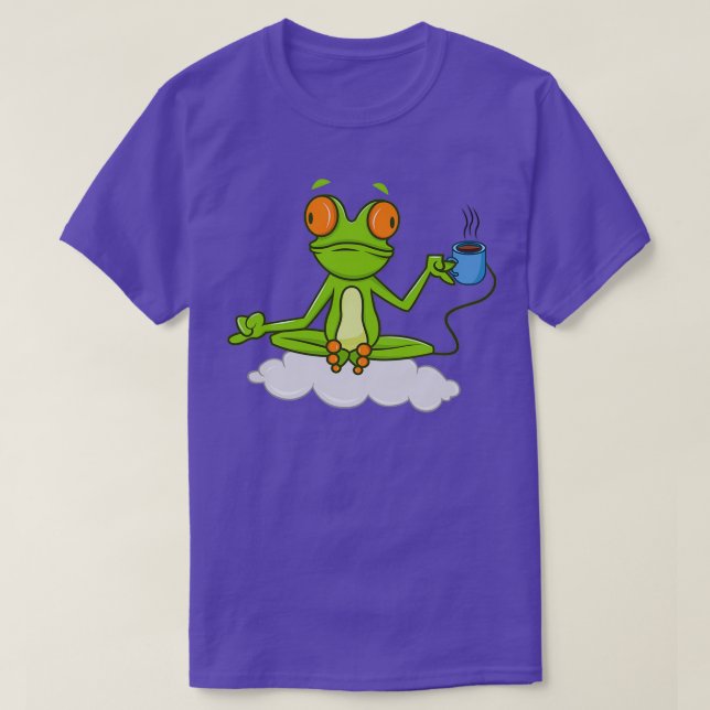 Funny Frog Tea Yoga Meditation T-Shirt (Design Front)