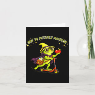 Funny frog teacher actively monitor classroom card