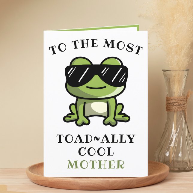 Funny Frog Toad Cool Mother Happy Birthday Thank You Card (Funny Green Frog Toad Cool Mother Happy Birthday Thank You Card)