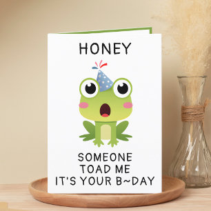 Funny Frog Toad Croak Spouse Happy Birthday Thank You Card