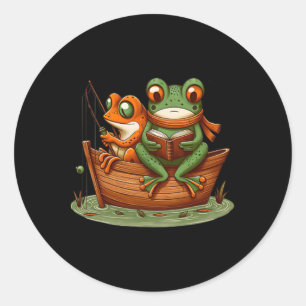 Funny Frog Toad Fishing Vintage Clic Book Toad Lov Classic Round Sticker