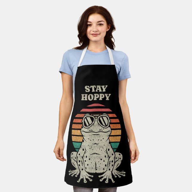 Funny Frog Toad Lover Retro Vintage Design  Apron (Worn)