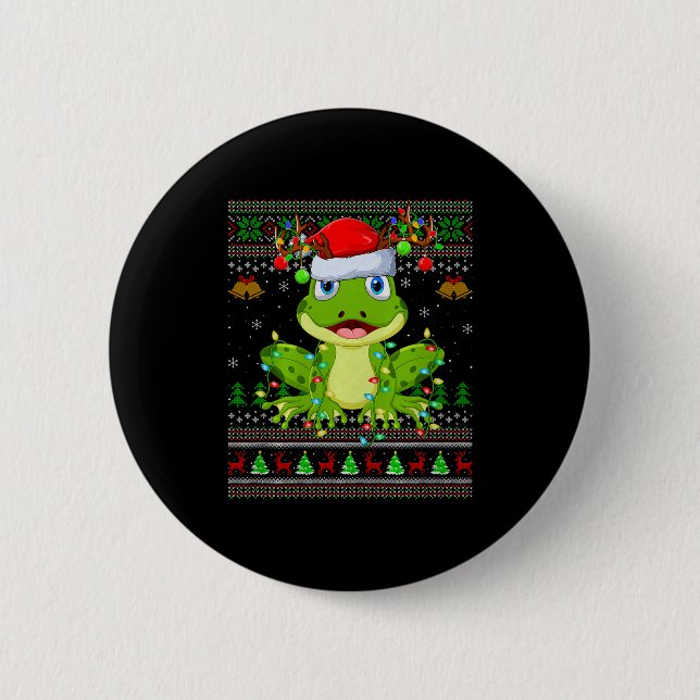 Funny Frog Ugly Christmas Sweaters Holiday Santa C 6 Cm Round Badge (Front)