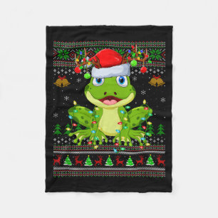 Funny Frog Ugly Christmas Sweaters Holiday Santa C Fleece Blanket