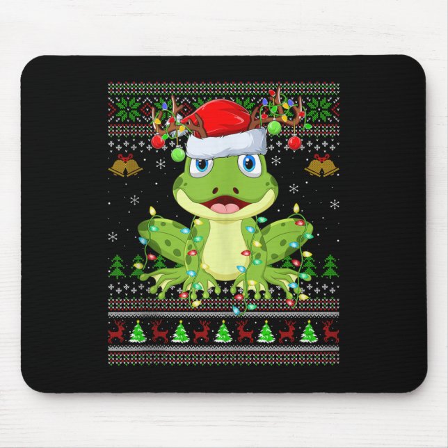 Funny Frog Ugly Christmas Sweaters Holiday Santa C Mouse Pad (Front)