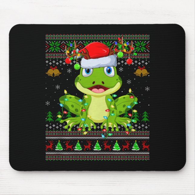 Funny Frog Ugly Christmas Sweaters Holiday Santa C Mouse Pad (Front)