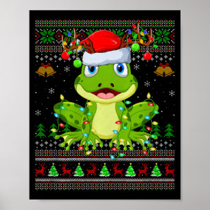 Funny Frog Ugly Christmas Sweaters Holiday Santa C Poster