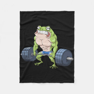 Funny Frog Weightlifting Deadlift Fitness Gym Barb Fleece Blanket