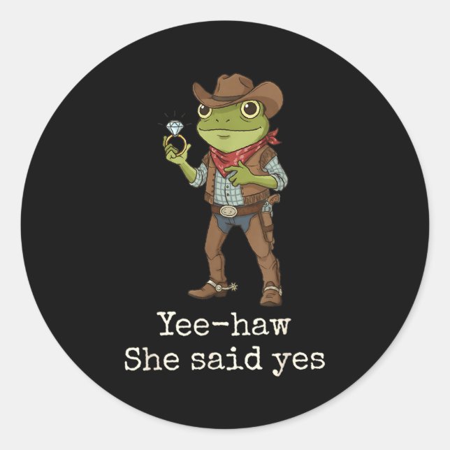 Funny Frog Western Engagement Matching Couples Tee Classic Round Sticker (Front)
