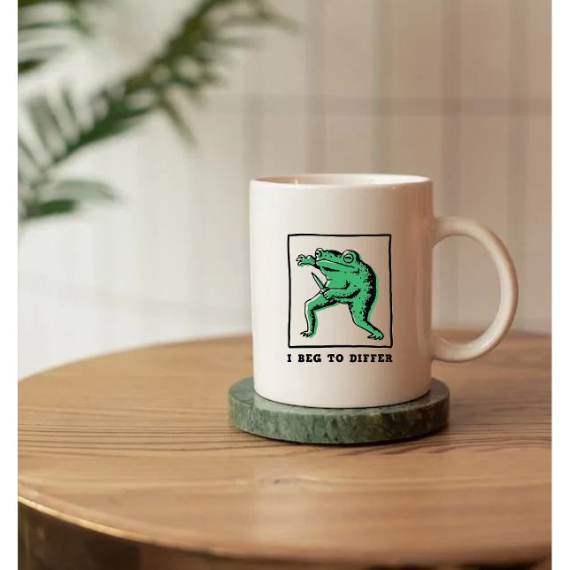 Funny Frog with Knife – "I Beg to Differ" Meme Coffee Mug (Creator Uploaded)