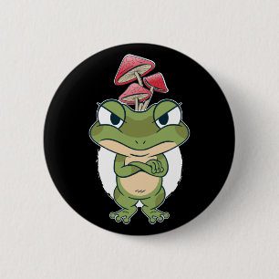 Funny Frog with mushrooms 6 Cm Round Badge
