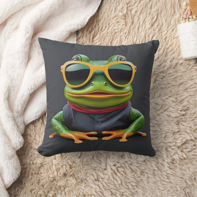 Funny frog with sunglasses cushion (Blanket)