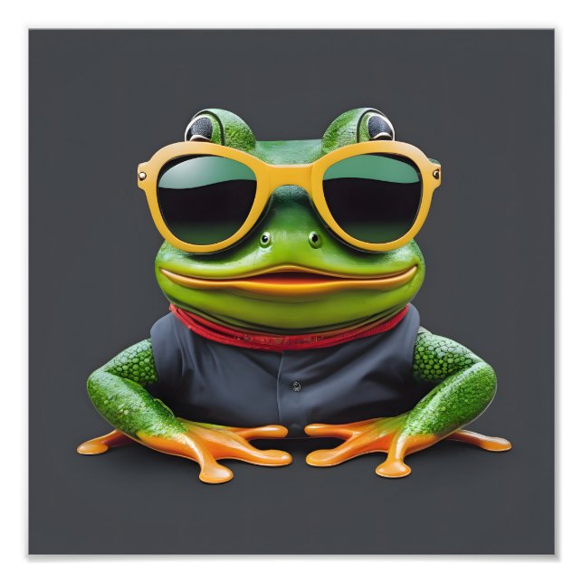 Funny frog with sunglasses photo print (Front)