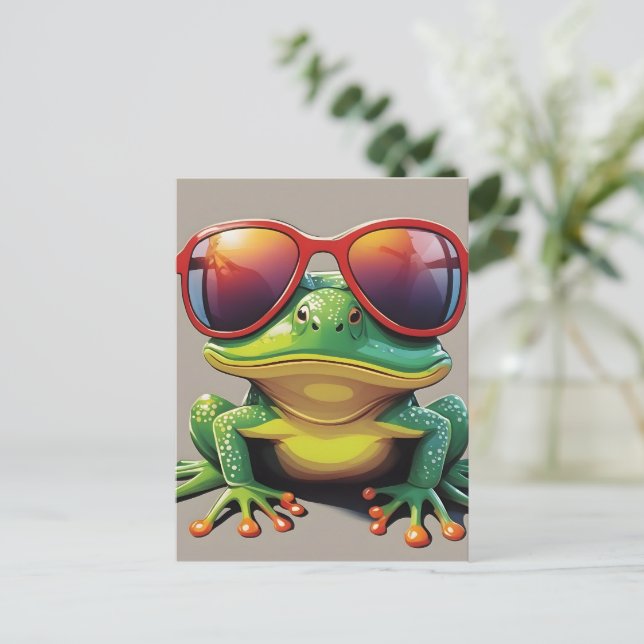 Funny frog with sunglasses postcard (Standing Front)