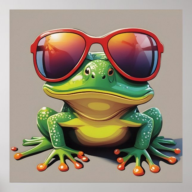 Funny frog with sunglasses poster (Front)