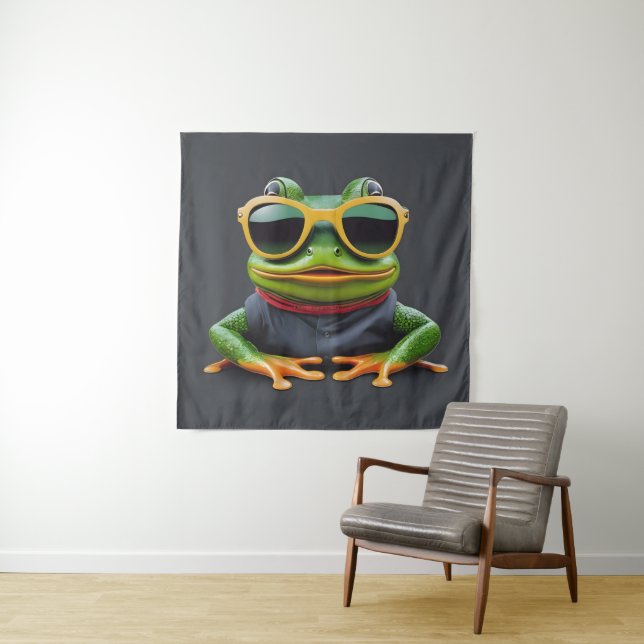 Funny frog with sunglasses tapestry (In Situ)