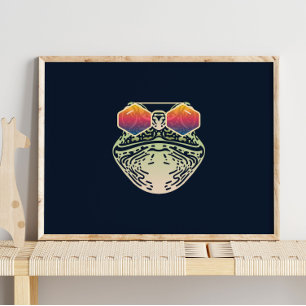 Funny Frog   With Sunglasses Wall Print