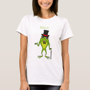 Funny frog with top hat cartoon