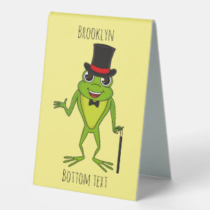 Funny frog with top hat cartoon