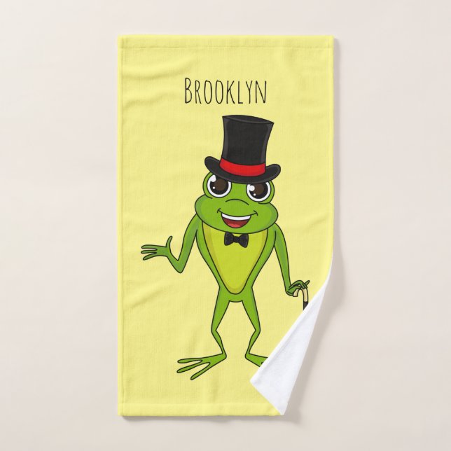 Funny frog with top hat cartoon bath towel set (Hand Towel)